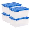 IRIS 4-Pack Element resistant storage Medium 15-Gallons (60-Quart) Blue Weatherproof Heavy Duty Tote with Latching Lid