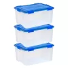 IRIS 3-Pack Element Resistant Large 15.7-Gallons (62.8-Quart) Blue Heavy Duty Tote with Latching Lid