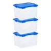IRIS 3-Pack Element Resistant Large 18.5-Gallons (74-Quart) Blue Weatherproof Heavy Duty Tote with Latching Lid
