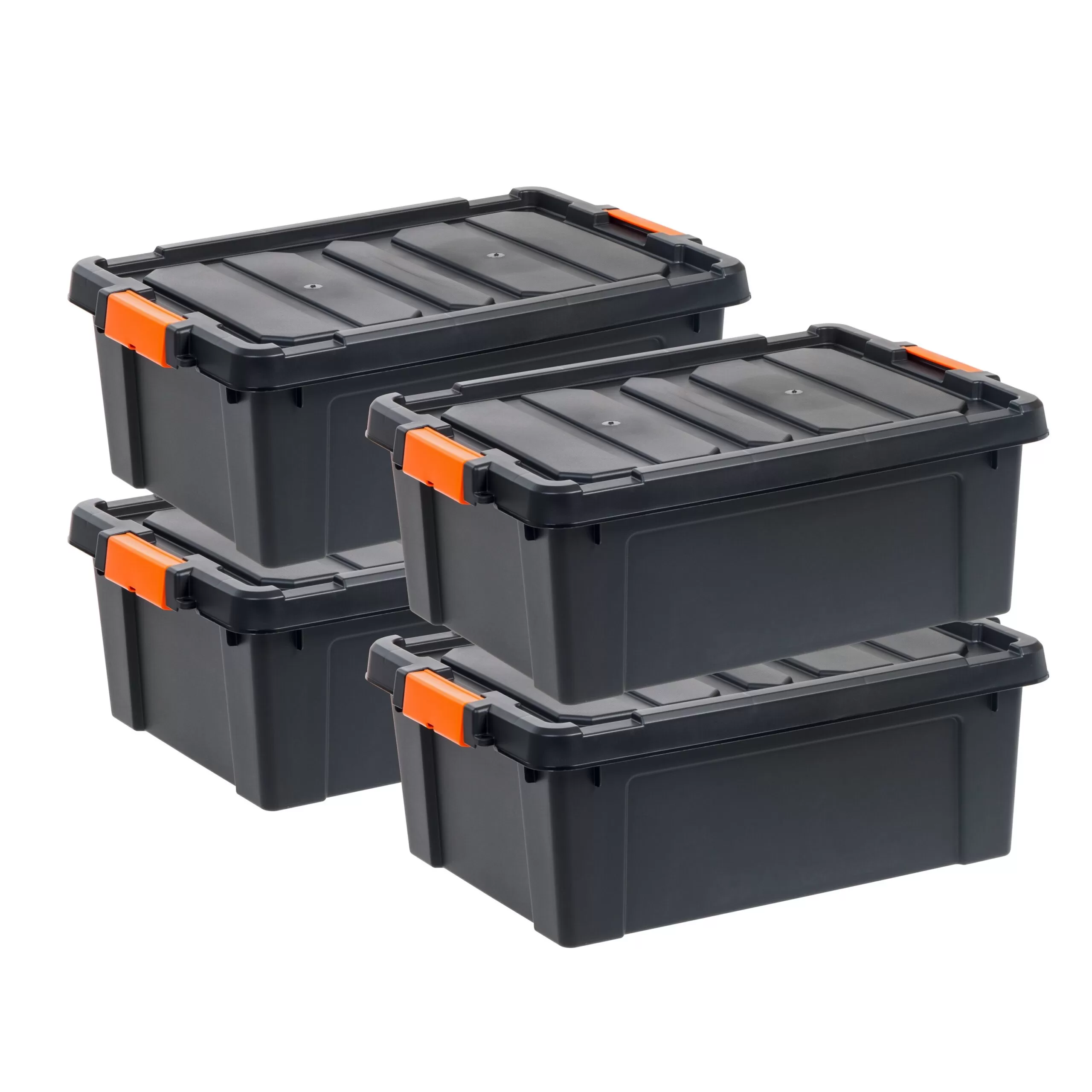 IRIS 4-Pack Large 11.75-Gallons (47-Quart) Black Heavy Duty Tote with Latching Lid