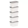IRIS 5-Pack Stack and Pull Large 13-Gallons (53-Quart) Gray Tote with Latching Lid