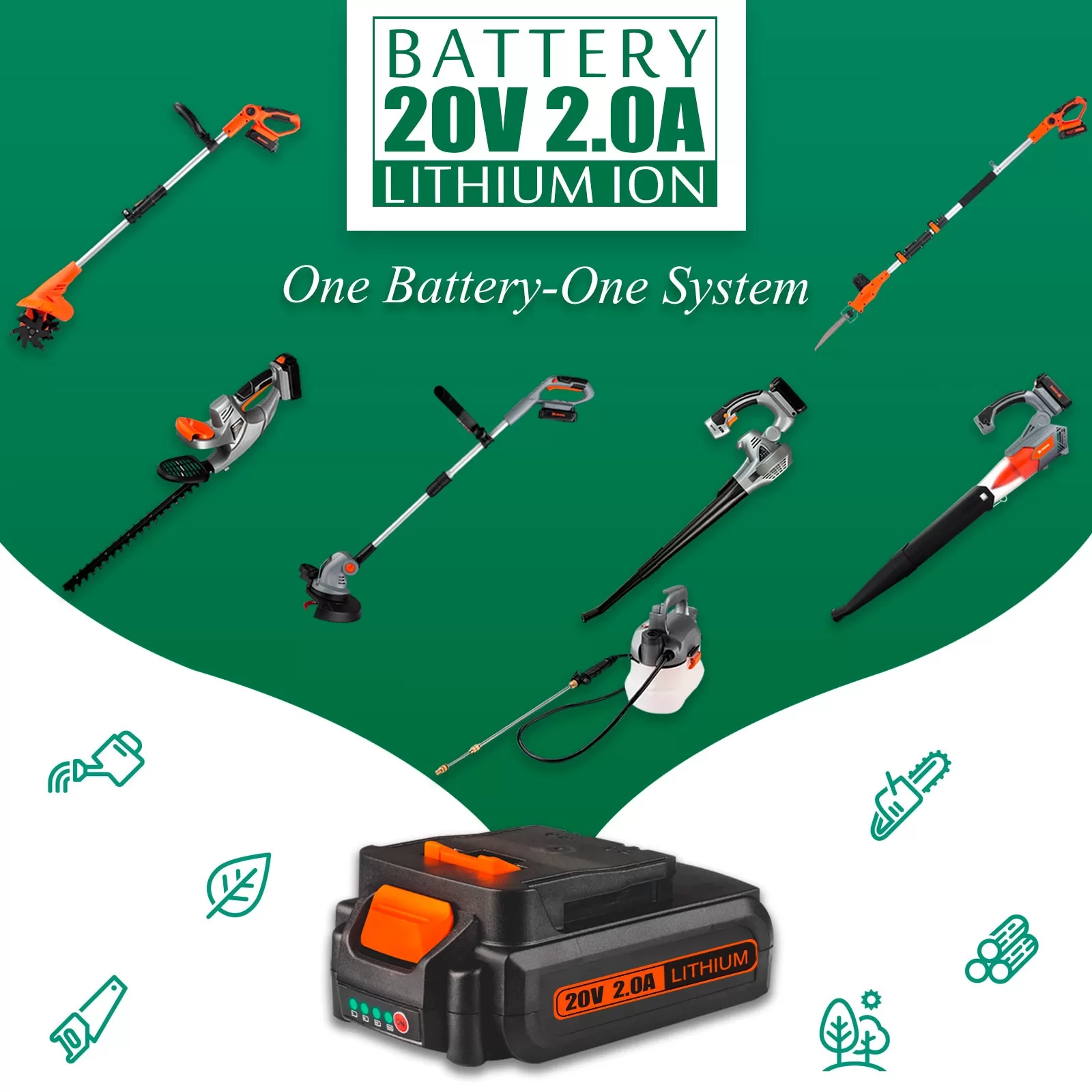 Ukoke U03LB 20-volt 130-CFM 130-MPH Battery Handheld Leaf Blower 2 Ah (Battery and Charger Included)