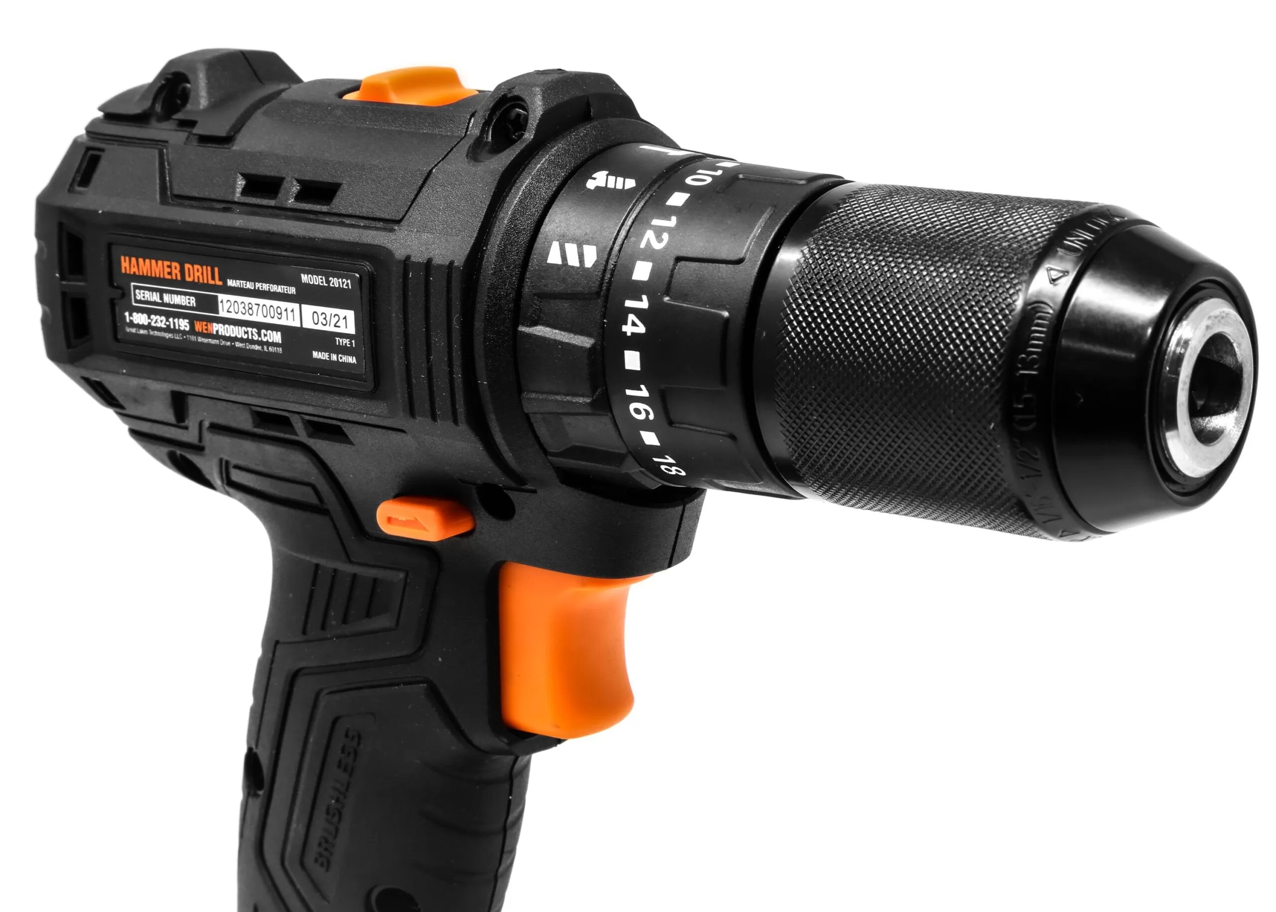 WEN 1/2-in 20-volt Max-Amp Brushless Cordless Hammer Drill (1-Battery Included)