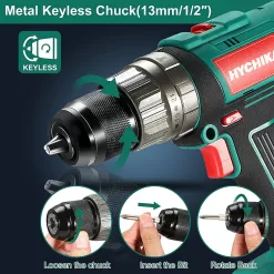 HYCHIKA 1/2-in 20-volt Max-Amp Variable Speed Cordless Hammer Drill (1-Battery Included)