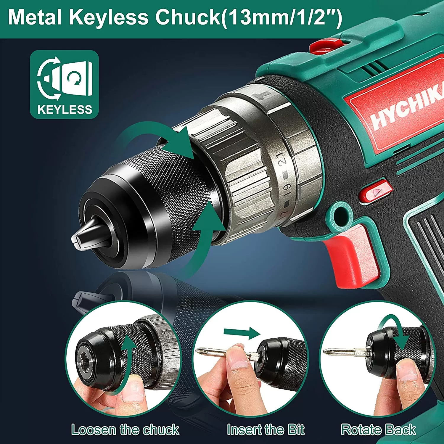 HYCHIKA 1/2-in 20-volt Max-Amp Variable Speed Cordless Hammer Drill (1-Battery Included)