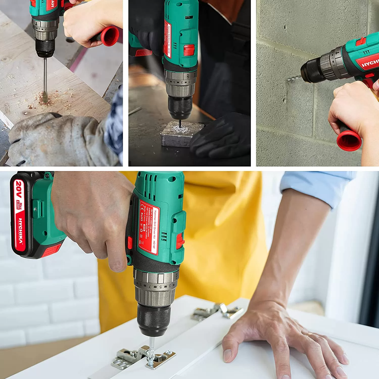 HYCHIKA 1/2-in 20-volt Max-Amp Variable Speed Cordless Hammer Drill (1-Battery Included)