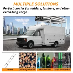 Kojem 4'-8.5' Adjustable Trailer Ladder Roof Rack for Enclosed and Open Trailers Van Aluminum