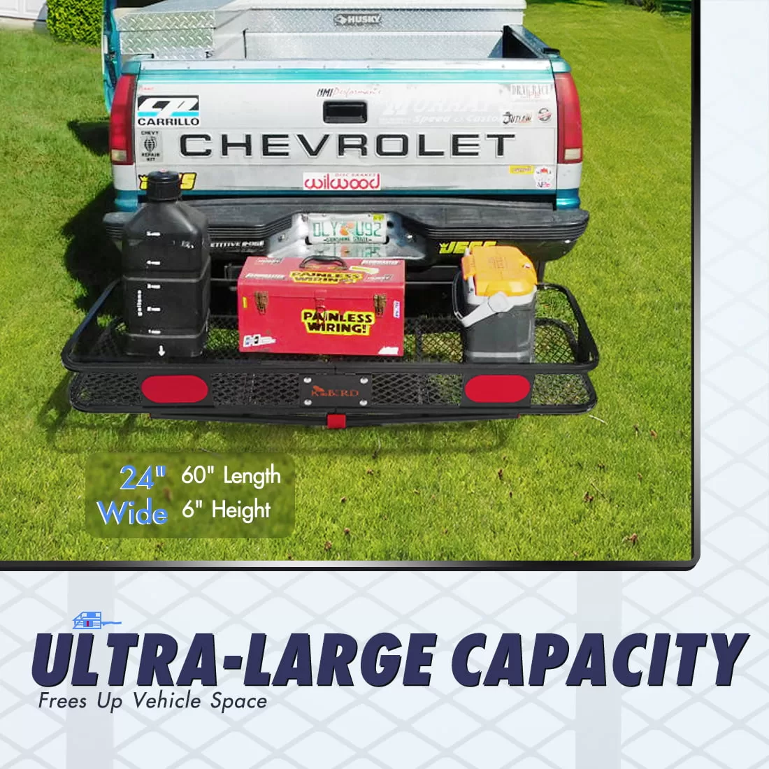 KING BIRD 60"x24"x6" Folding Hitch Cargo Carrier,550LBS Capacity,Fits to 2" Receiver