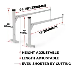 Kojem 4'-8.5' Adjustable Trailer Ladder Roof Rack for Enclosed and Open Trailers Van Aluminum