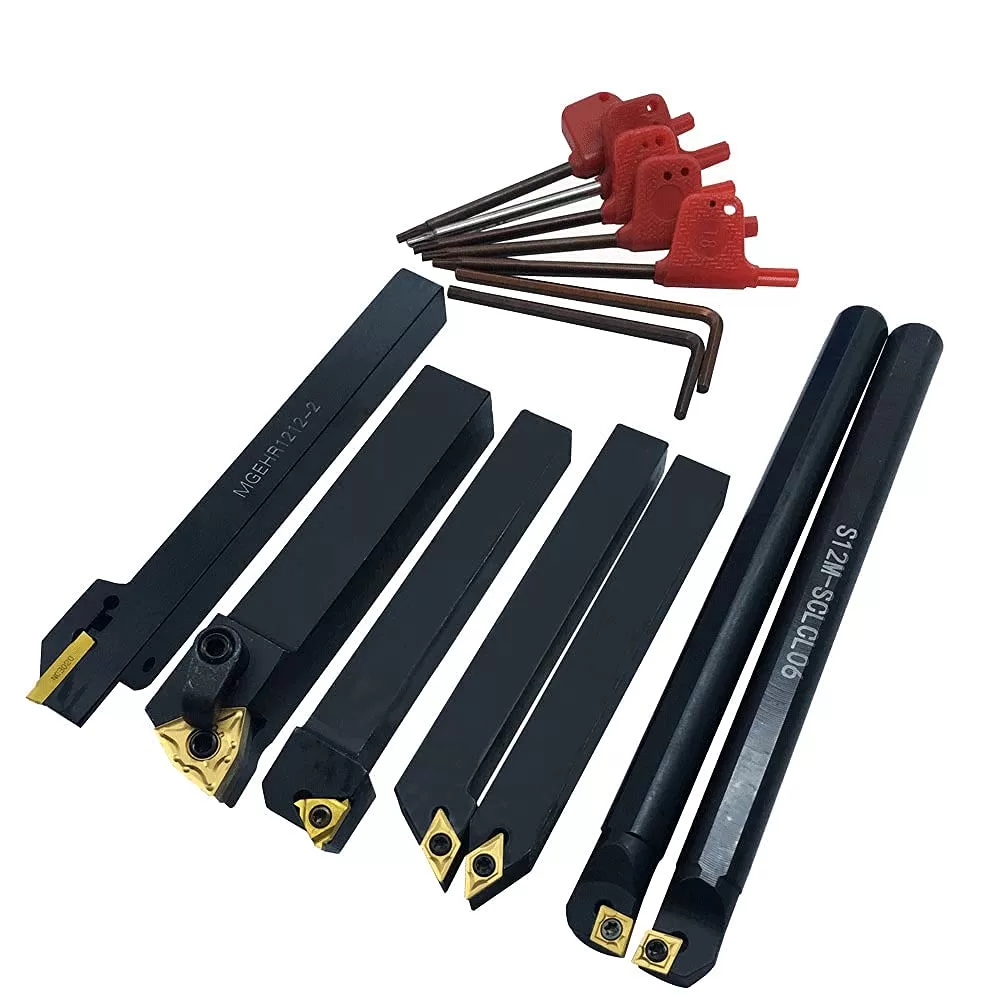 Indexable Lathe Turning Tool,1/2'' Shank 7 Pieces Carbide Turning Tool Set,Metal Lathe Tools Holder