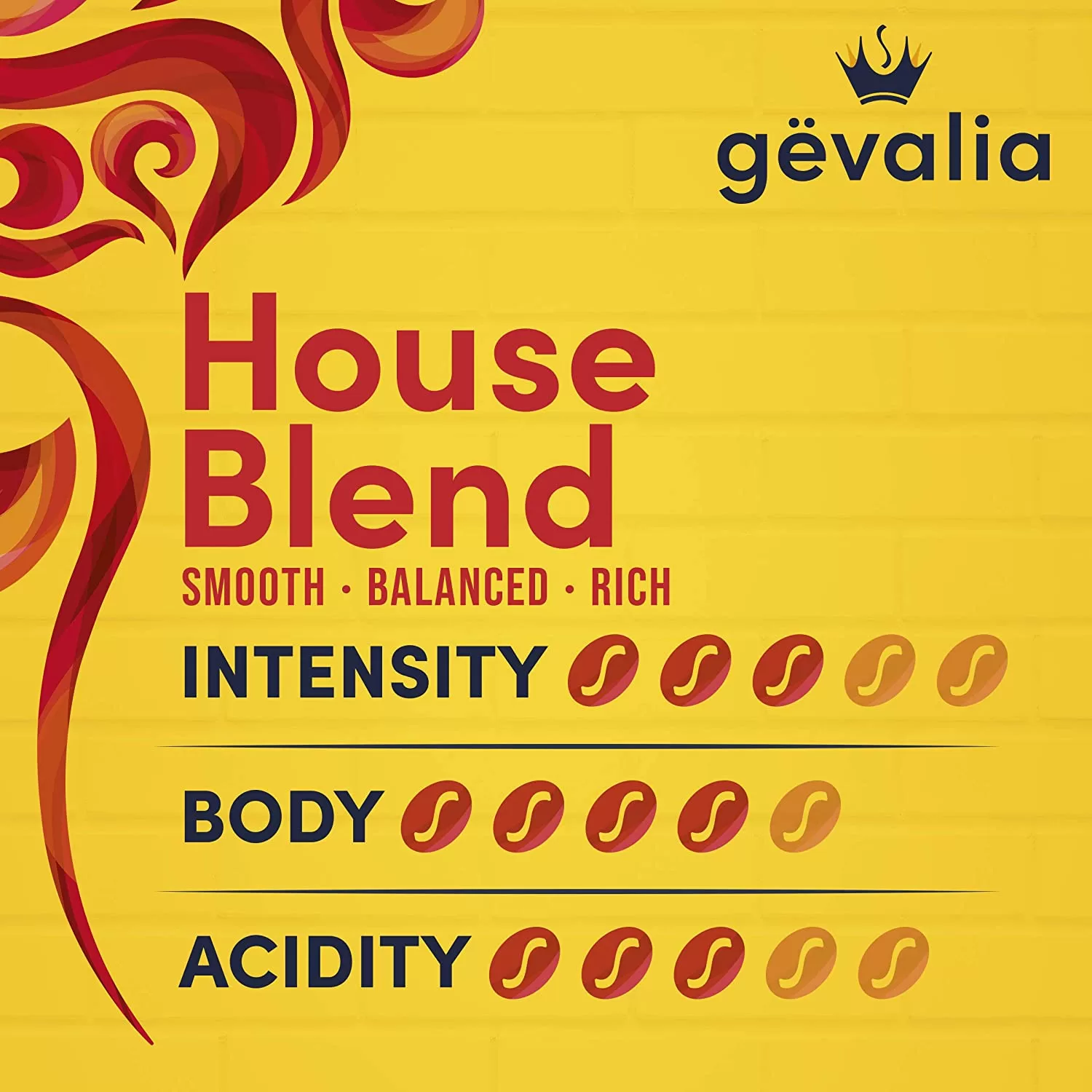 Gevalia House Blend Medium Roast Ground Coffee (12 oz Bags, Pack of 6)