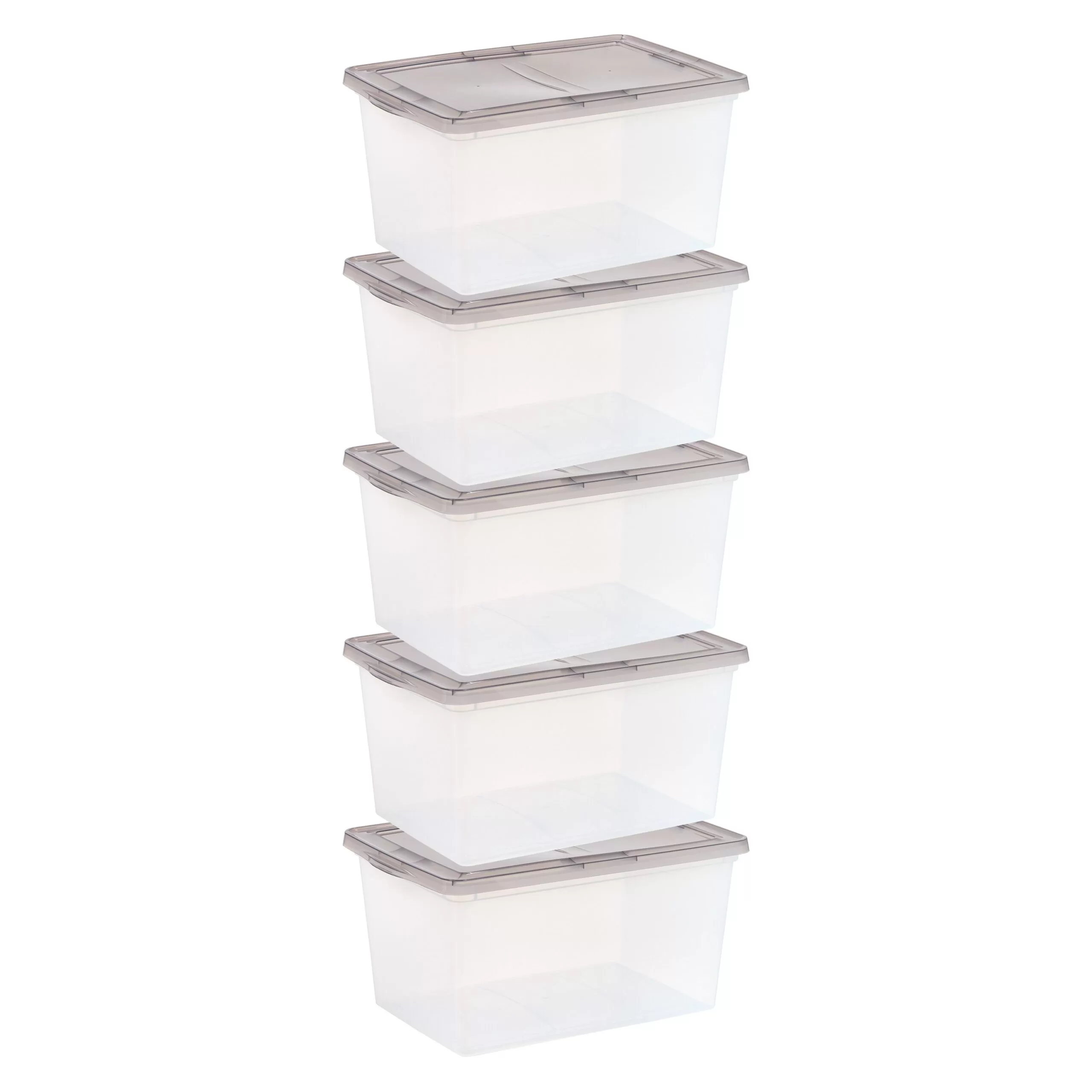 IRIS 5-Pack Large 14.5-Gallons (58-Quart) Gray Tote with Standard Snap Lid