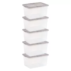 IRIS 5-Pack Large 14.5-Gallons (58-Quart) Gray Tote with Standard Snap Lid