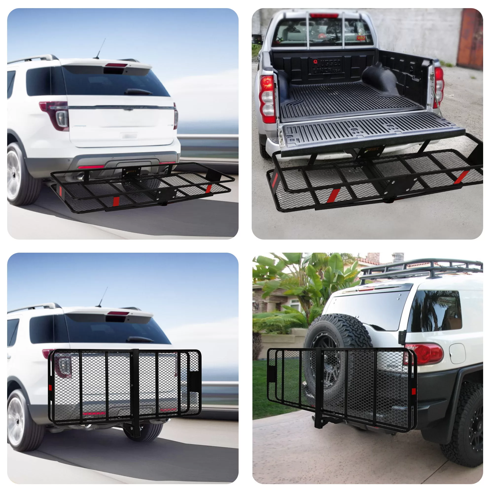 Karmas Product 500 Lbs. Capacity Folding Hitch Mount Cargo Carrier 60’’ x 24’’ x 6.5’’