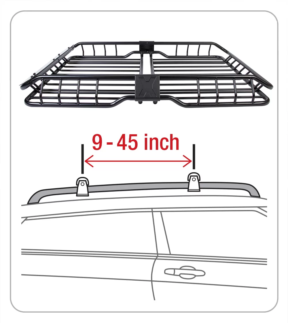 Tyger Auto TG-RK1B942B Heavy Duty Roof Mounted Cargo Basket Rack | L57.5" x W41.7" x H6.3"