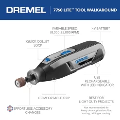 Dremel 7760 Variable Speed Cordless 4-volt 2-Amp Multipurpose Rotary Tool Kit