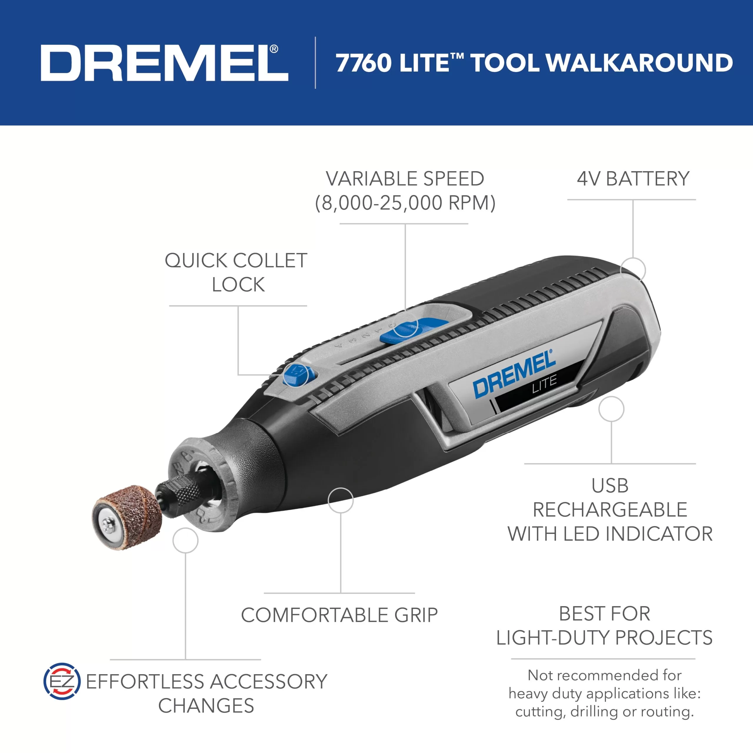 Dremel 7760 Variable Speed Cordless 4-volt 2-Amp Multipurpose Rotary Tool Kit
