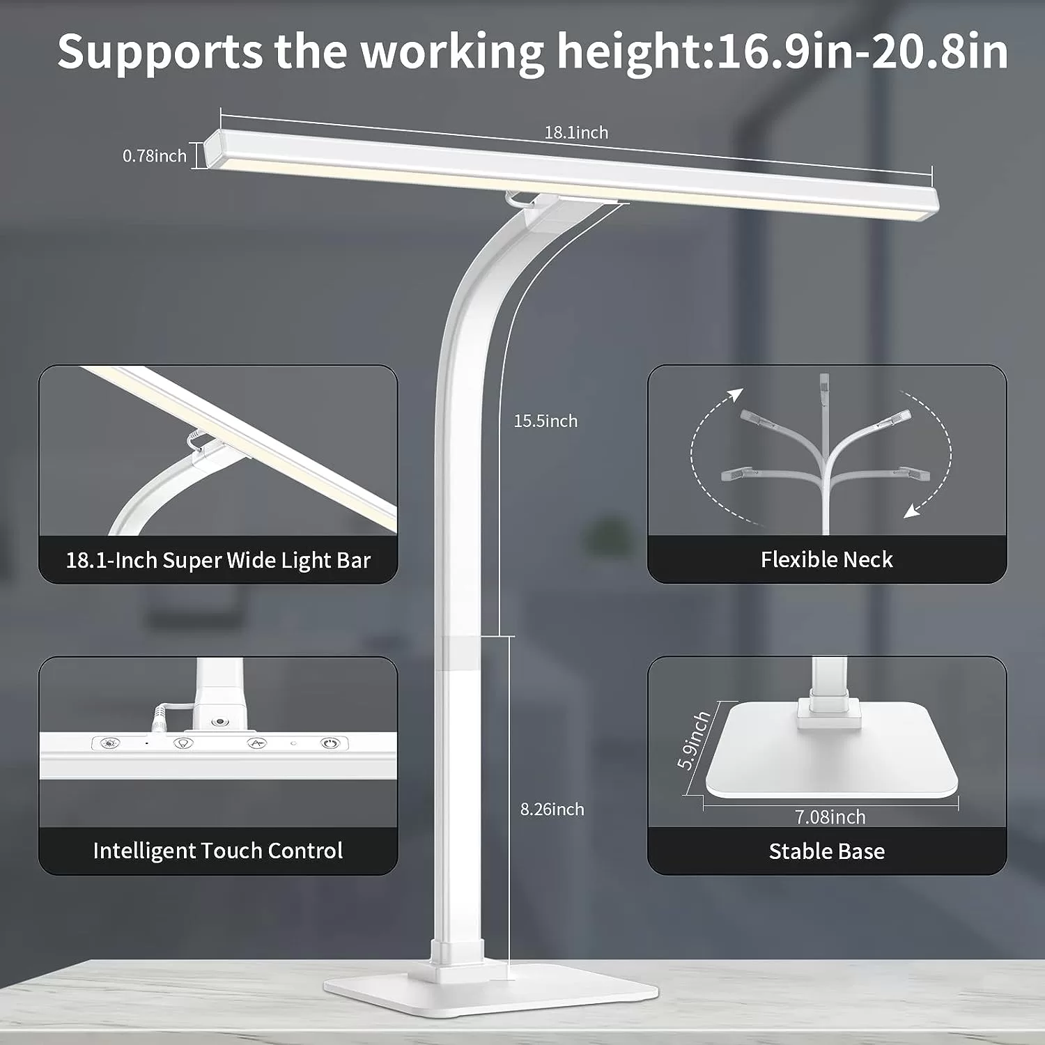 EppieBasic Led Desk Lamp, Architect Desk Lamps for Home Office - White