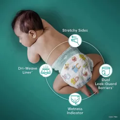 Pampers Baby Dry Diapers Size 0, 104 count - Disposable Diapers