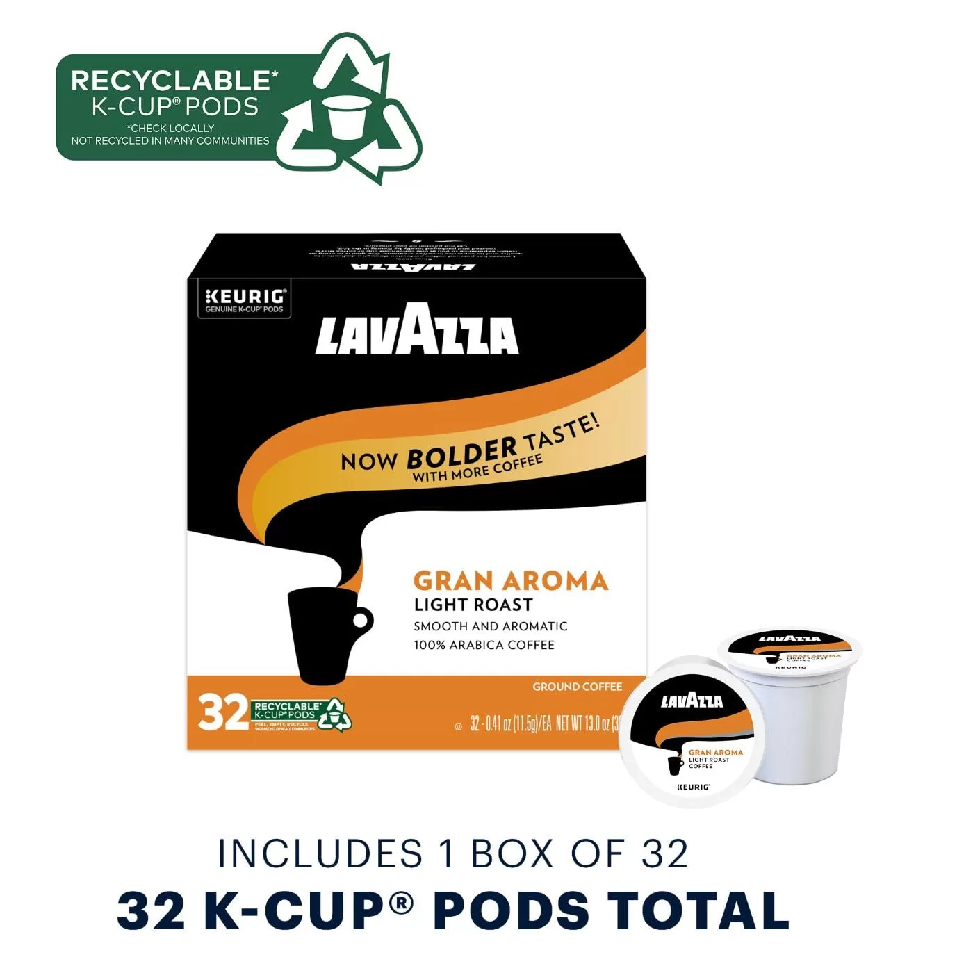 Lavazza Perfetto SingleServe Coffee KCups for Keurig Brewer, Gran Aroma, 32 Count