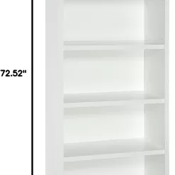 ClosetMaid Bookshelf with 5 Shelf Tiers, Adjustable Shelves, Tall Bookcase Sturdy Wood with Closed Back Panel, White Finish
