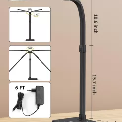 AKRRYR LED Desk Lamp for Home Office, Double Head 24W Desk Lamp with USB Charging Port & Wireless Charger