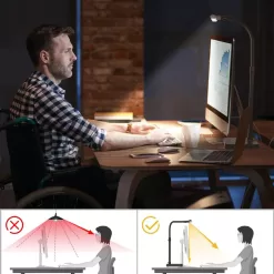 AKRRYR LED Desk Lamp for Home Office, Double Head 24W Desk Lamp with USB Charging Port & Wireless Charger