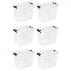 Sterilite Corporation 6-Pack Medium 6.75-Gallons (60-Quart) Clear Rolling Tote with Latching Lid