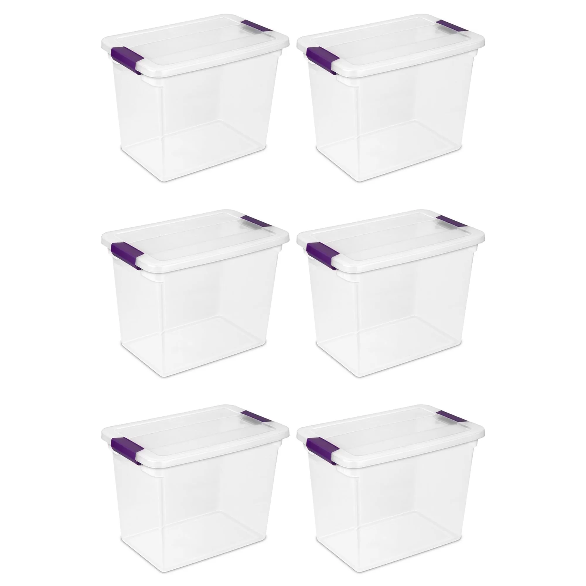 Sterilite Corporation 6-Pack Medium 6.75-Gallons (60-Quart) Clear Rolling Tote with Latching Lid