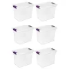 Sterilite Corporation 6-Pack Medium 6.75-Gallons (60-Quart) Clear Rolling Tote with Latching Lid
