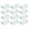 Sterilite Corporation 12-Pack Clip Boxes Small 0.47-Gallons (1.88-Quart) Clear Tote with Latching Lid