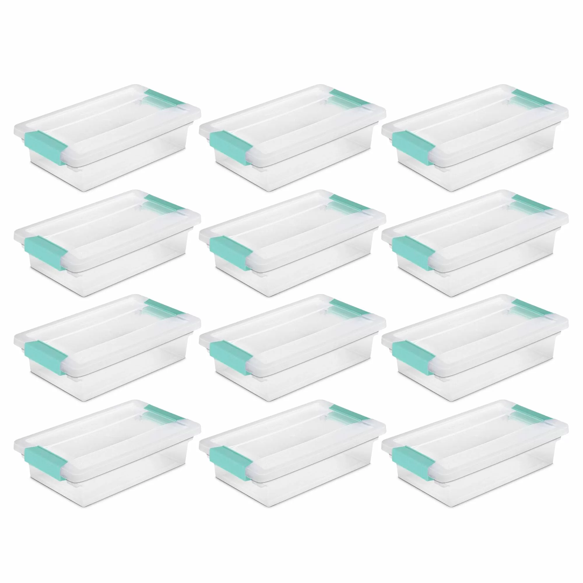 Sterilite Corporation 12-Pack Clip Boxes Small 0.47-Gallons (1.88-Quart) Clear Tote with Latching Lid