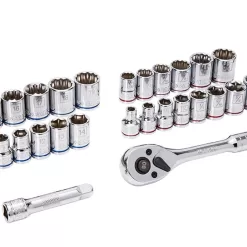 Kobalt 129-Piece Standard (SAE) and Metric Polished Chrome Mechanics Tool Set with Hard Case