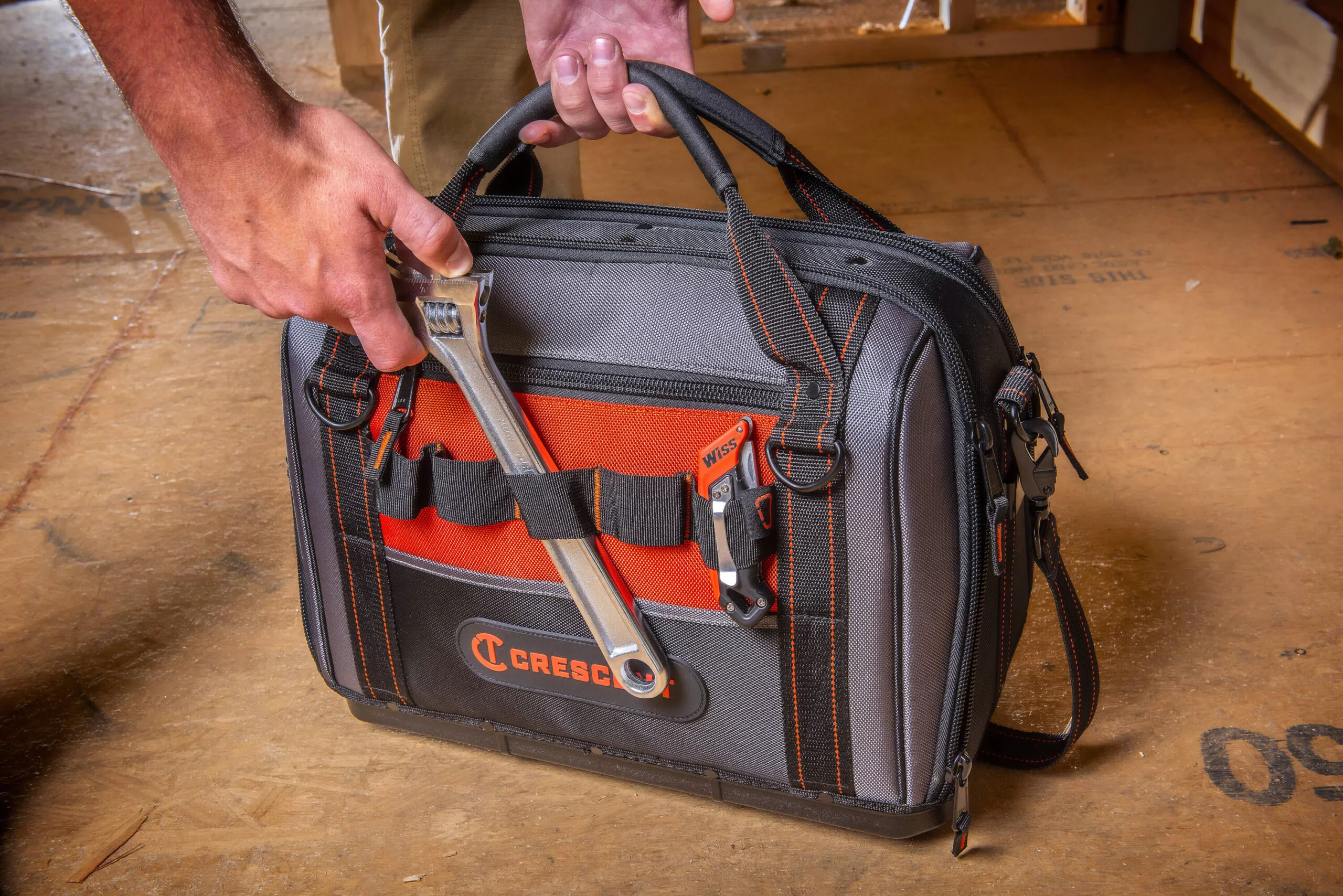 Crescent Rawhide Orange, Black Polyester 17-in Zippered Tool Bag
