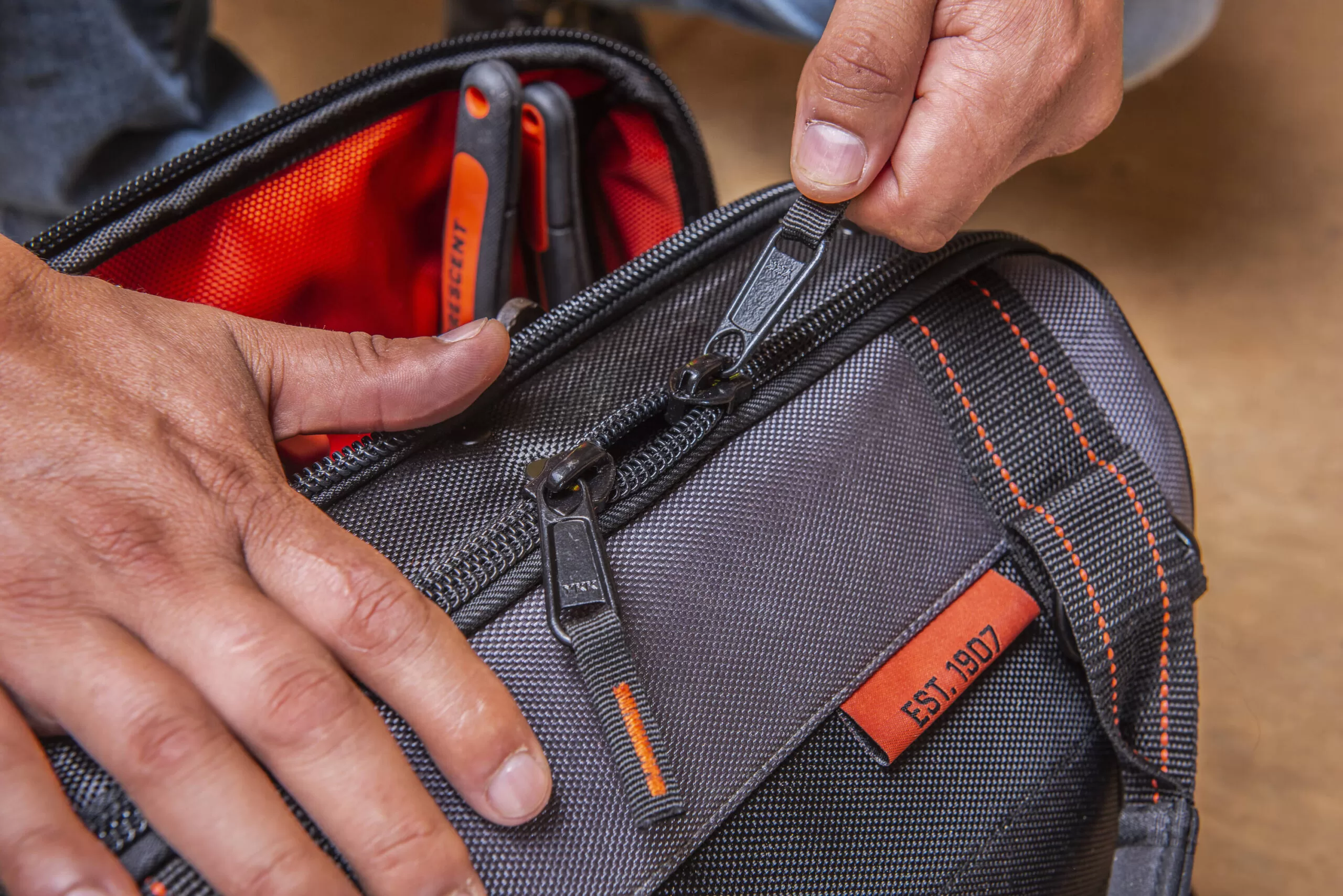 Crescent Rawhide Orange, Black Polyester 17-in Zippered Tool Bag