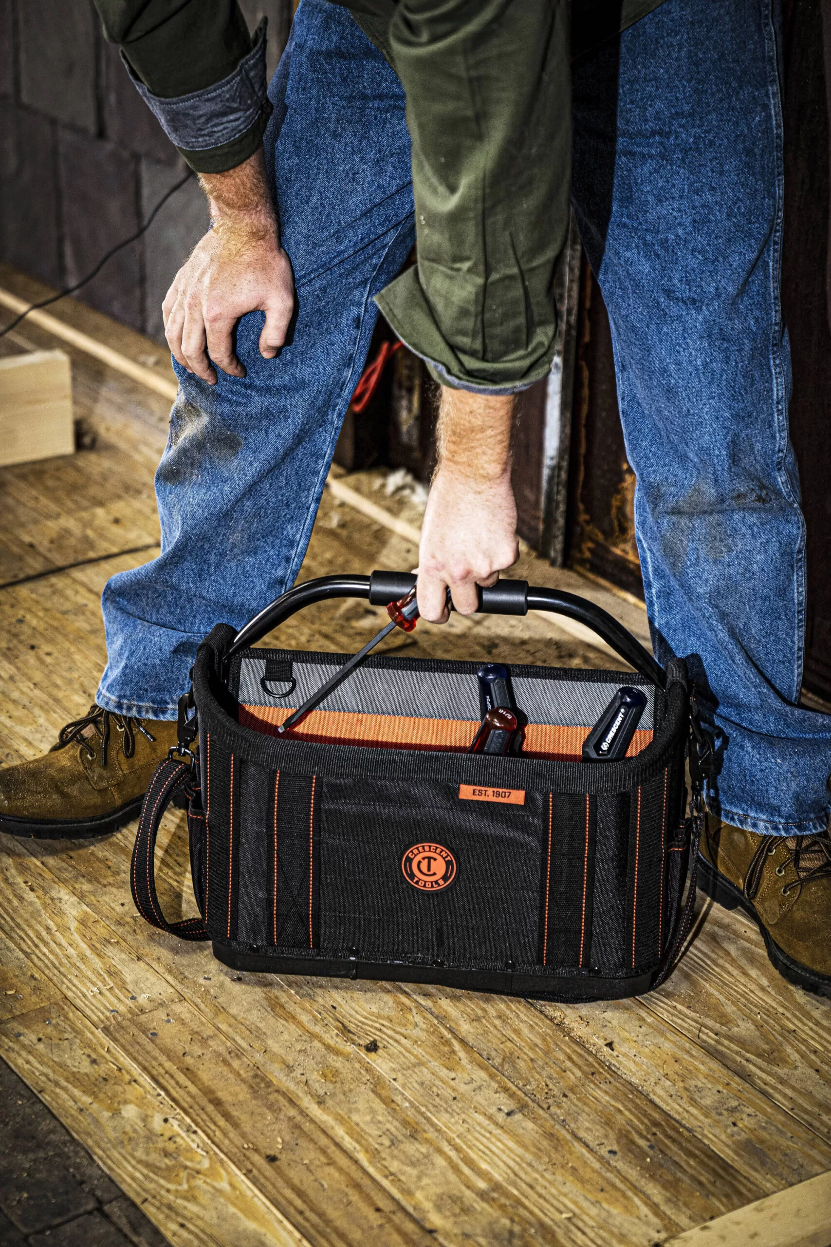 Crescent Rawhide, Black and Gray Polyester 17-in Tool Tote