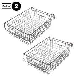 Home-Complete 2-Pack 16-in W x 5.5-in H x 12-in D Brown Steel Stackable Bin