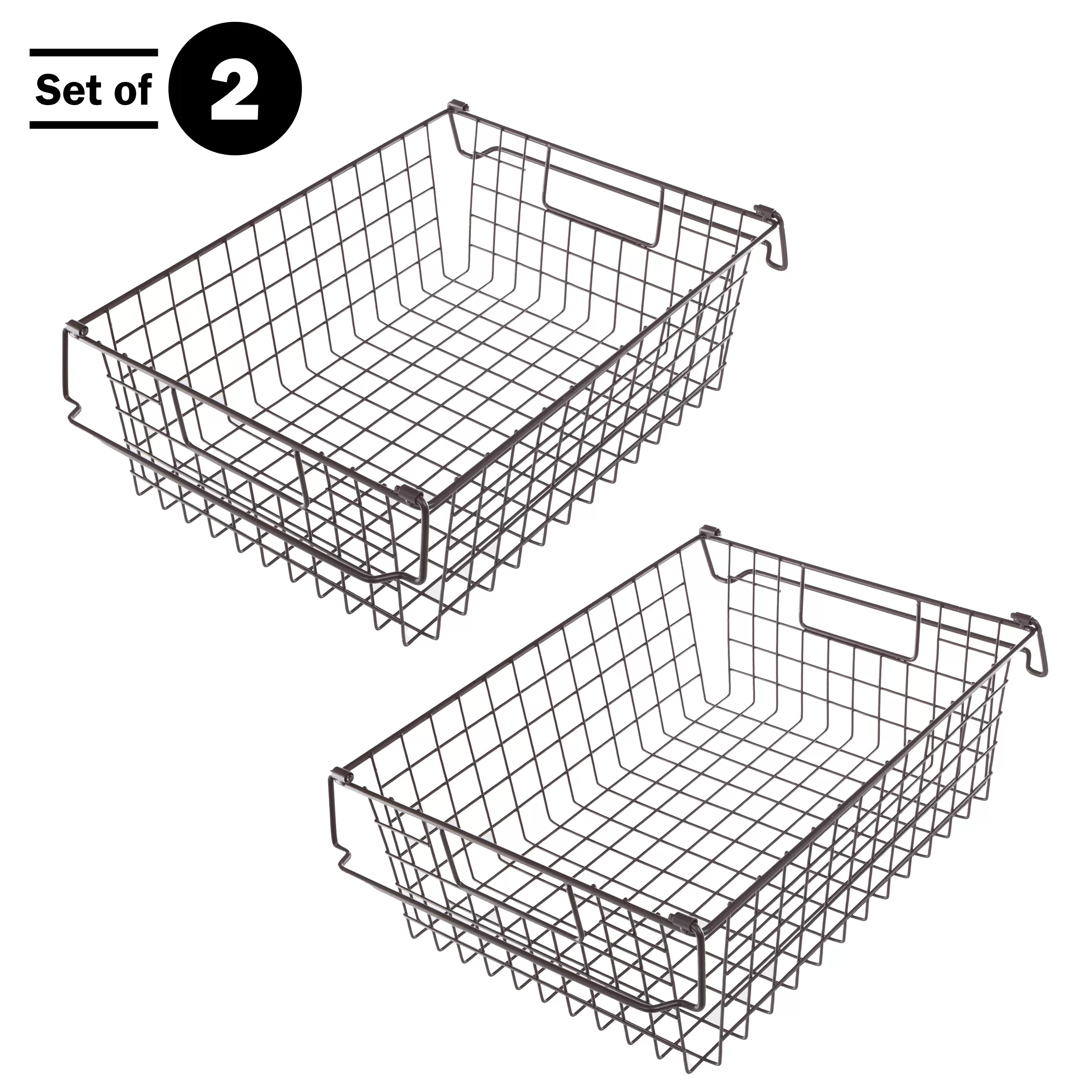 Home-Complete 2-Pack 16-in W x 5.5-in H x 12-in D Brown Steel Stackable Bin