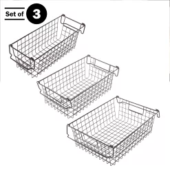 Home-Complete 3-Pack 16-in W x 5.5-in H x 12-in D Brown Steel Stackable Bin