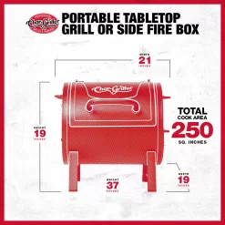 Char-Griller Portable Charcoal Grill and Side Fire Box 17-in W Black Barrel Charcoal Grill