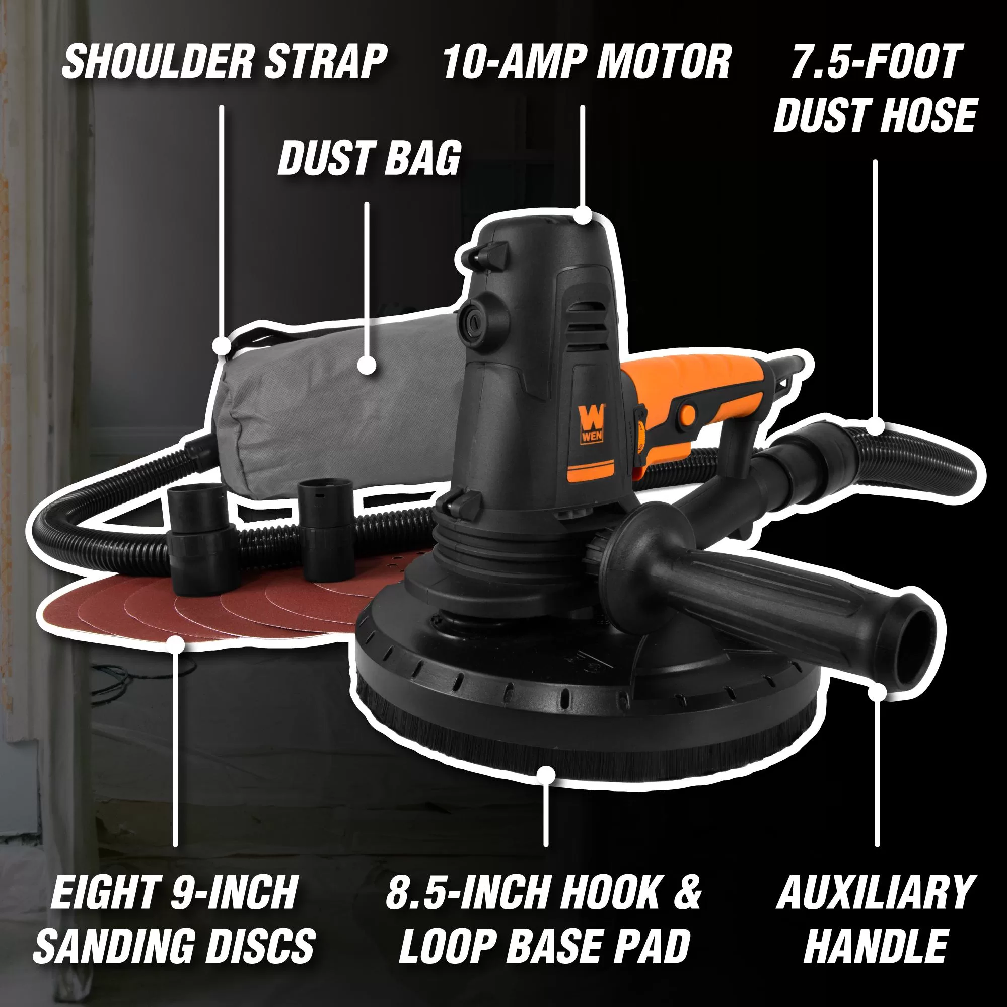 WEN 120-Volt Corded Drywall Sander with Dust Management