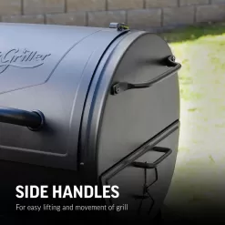 Char-Griller Portable Charcoal Grill and Side Fire Box 17-in W Black Barrel Charcoal Grill