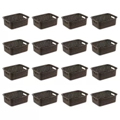 Sterilite 16-Pack 8.75-in W x 4-in H x 11.5-in D Brown Plastic Stackable Basket