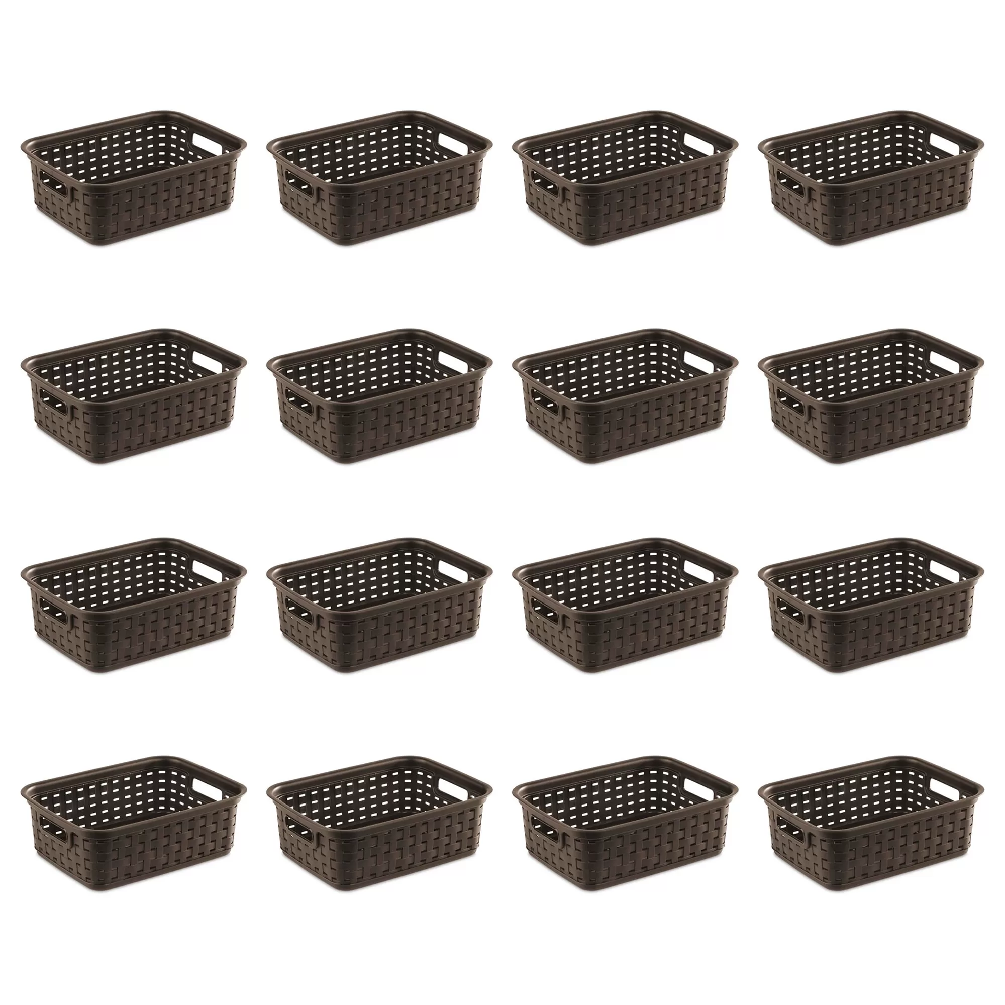 Sterilite 16-Pack 8.75-in W x 4-in H x 11.5-in D Brown Plastic Stackable Basket