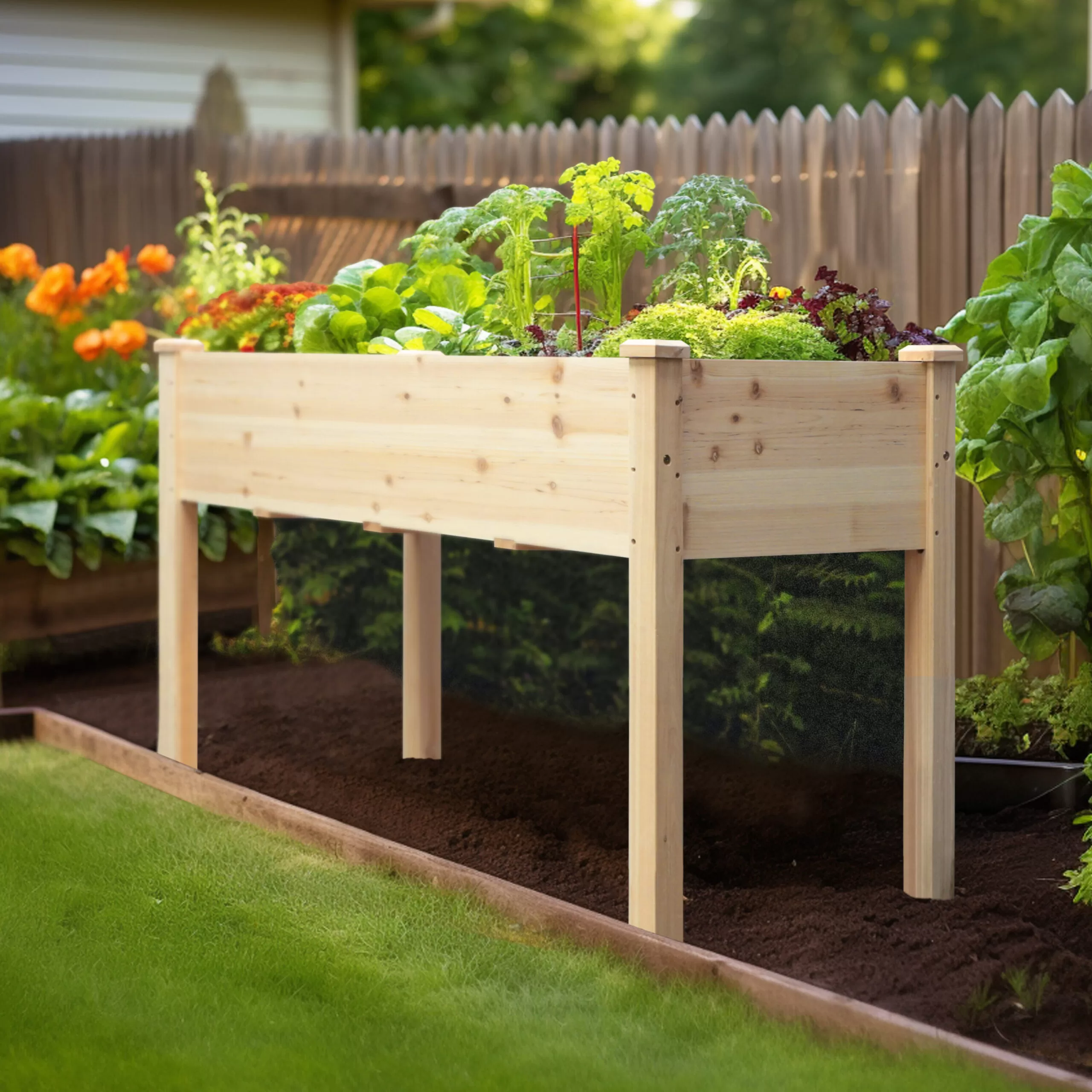 VEIKOUS 46.8-in W x 30.3-in H Natural Cedar Contemporary/Modern Outdoor Garden Bed