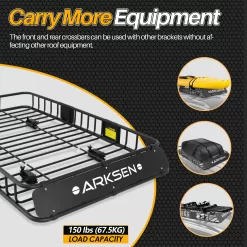 Arksen 64" Universal Black Roof Rack Cargo with Extension Car Top Luggage Holder Carrier Basket SUV