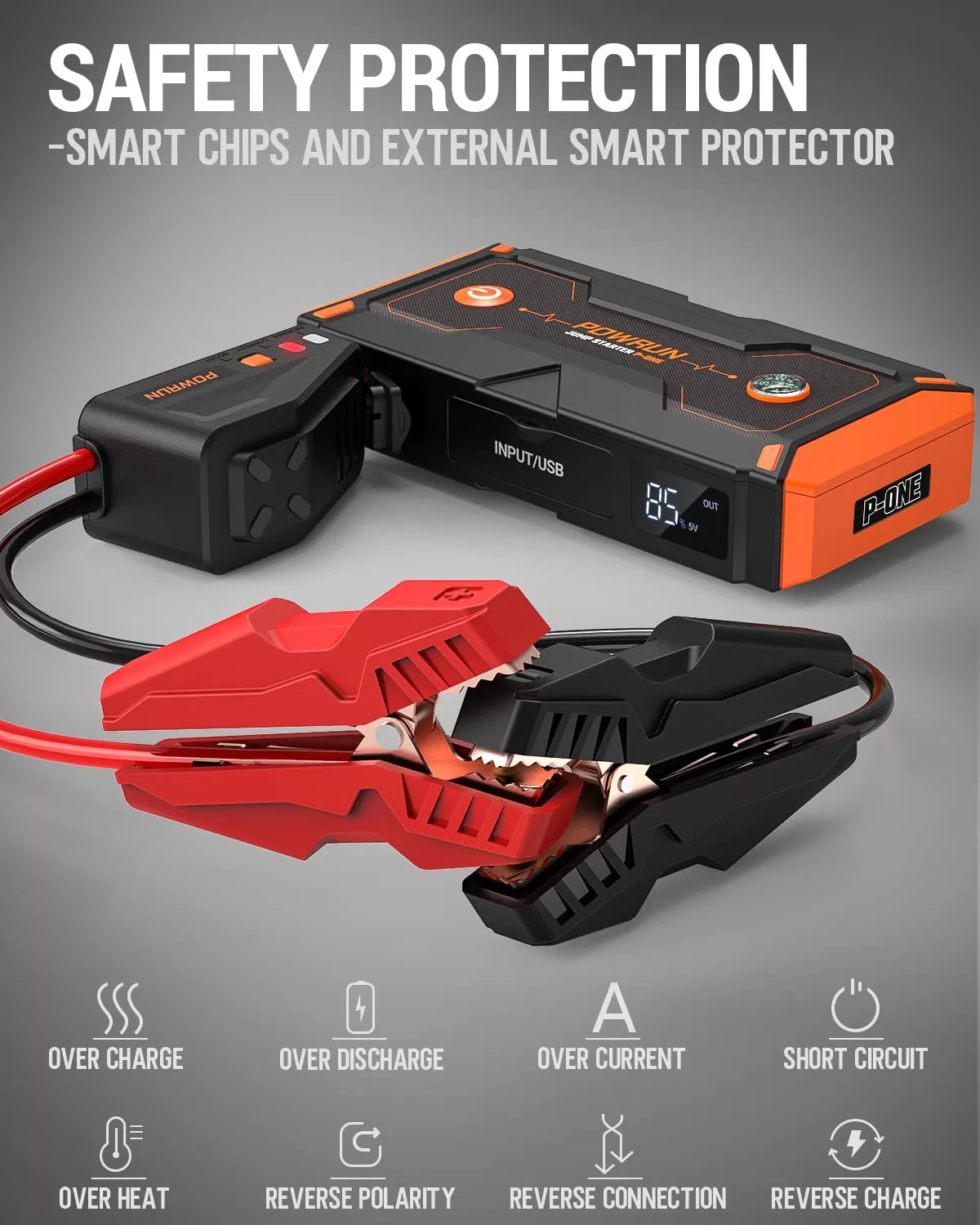 Powrun P-ONE Jump Starter, 2000A Portable Jump Box - Car Jump Starter Battery Pack