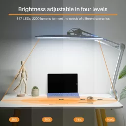 Bemelux Task Lamp with Clamp, Bright 117PCS LEDs, 23 Inch Lamp Head Work Lamp(White)