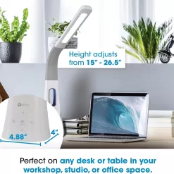 OttLite Cool Breeze LED Lamp with Bladeless Fan Desktop, Table or Nightstand Lamp for Studying or Reading - White