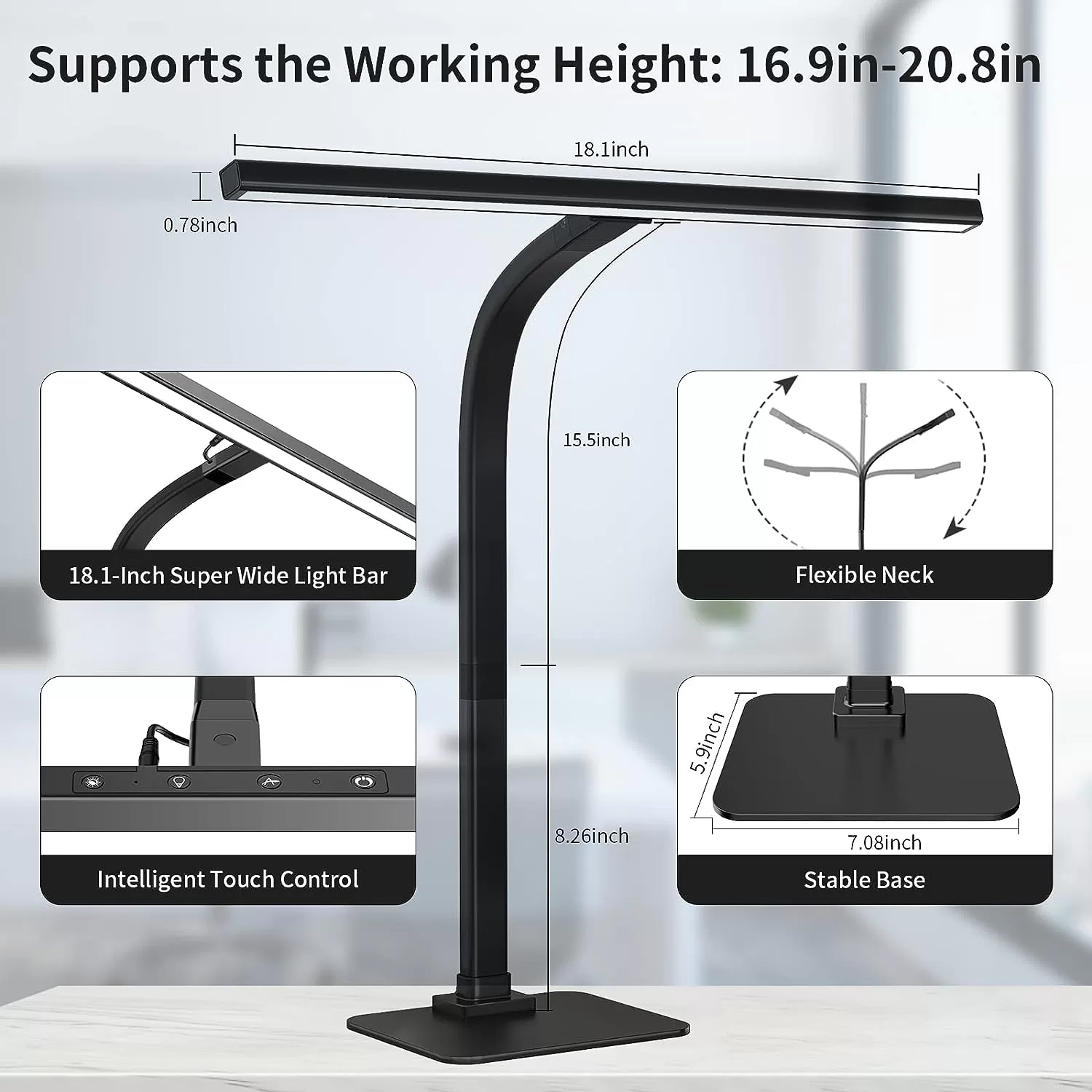 EppieBasic Led Desk Lamp, Architect Desk Lamps for Home Office - Black